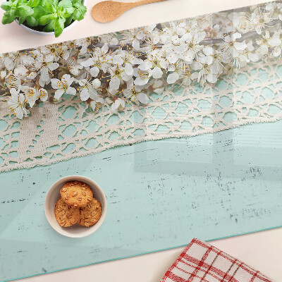 Deska kuchenna szklana z kwiatowym wzorem i motywem koronki