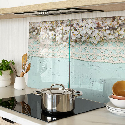 Deska kuchenna szklana z kwiatowym wzorem i motywem koronki