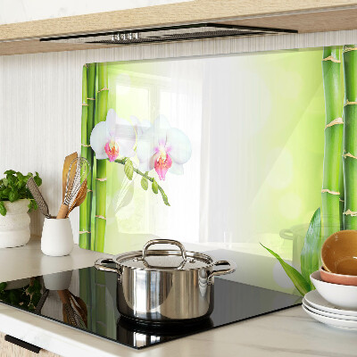 Deska kuchenna szklana z motywem orchidei i bambusa