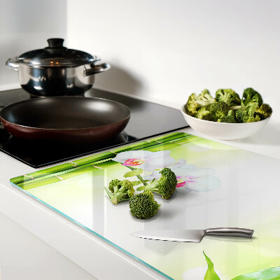 Deska kuchenna szklana z motywem orchidei i bambusa