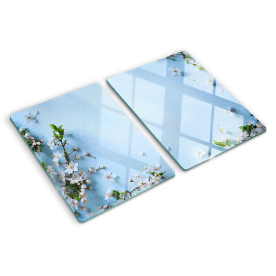 Szklana deska do krojenia z kwiatowym wzorem na niebieskim tle