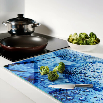 Szklana deska kuchenna z motywem kwiatów z kroplami wody