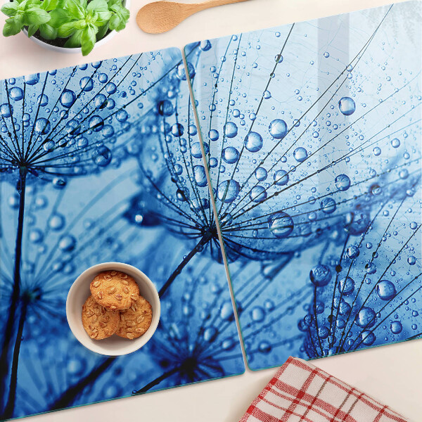 Szklana deska kuchenna Kwiaty z kroplami wody