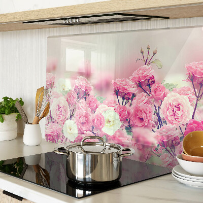 Deska kuchenna szklana z różowym kwiatowym motywem
