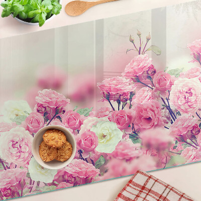 Deska kuchenna szklana z różowym kwiatowym motywem