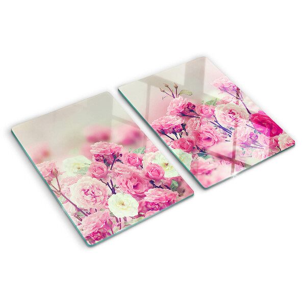 Deska kuchenna szklana z różowym kwiatowym motywem