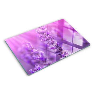 Szklana deska do krojenia Lawendowe kwiaty na purpurowym tle