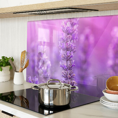 Szklana deska do krojenia z motywem lawendowych kwiatów na purpurowym tle