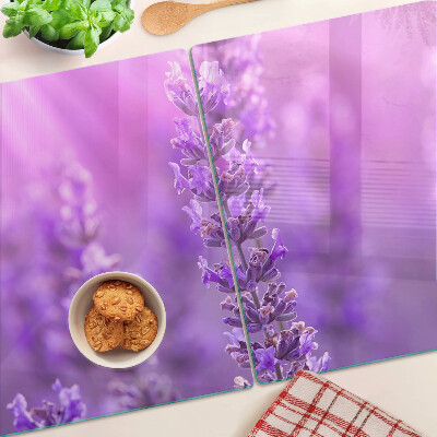 Szklana deska do krojenia Lawendowe kwiaty na purpurowym tle