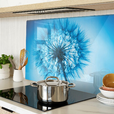 Szklana deska kuchenna z nadrukiem dmuchawca na niebieskim tle