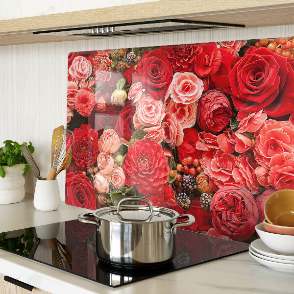Deska kuchenna szklana z kwiatowym wzorem z róż
