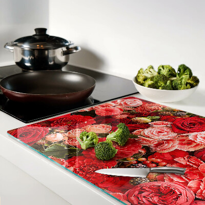 Deska kuchenna szklana z kwiatowym wzorem z róż