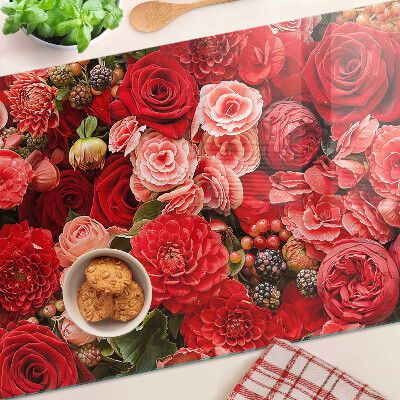 Deska kuchenna szklana z kwiatowym wzorem z róż