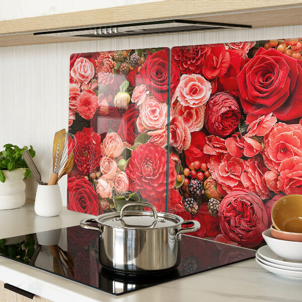 Deska kuchenna szklana z kwiatowym wzorem z róż