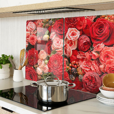 Deska kuchenna szklana z kwiatowym wzorem z róż