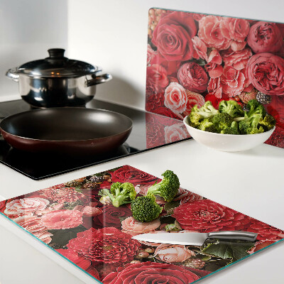 Deska kuchenna szklana z kwiatowym wzorem z róż