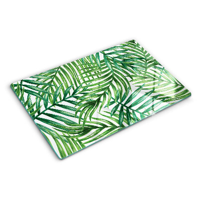 Deska kuchenna szklana z nadrukiem liści palmowych w zielonych odcieniach