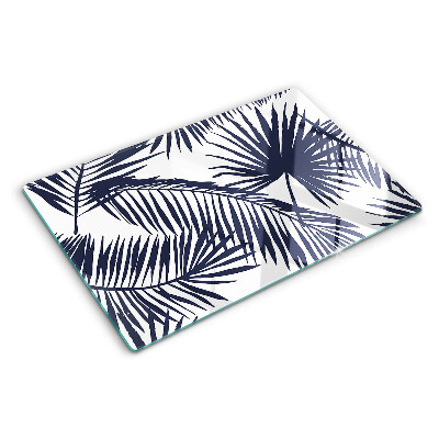 Szklana deska do krojenia z motywem liści palmowych na białym tle