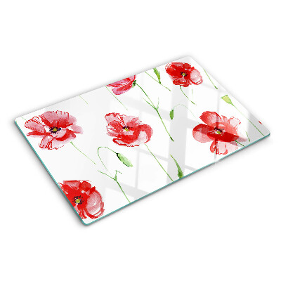 Szklana deska kuchenna z motywem maków i kwiatów