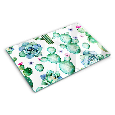Deska kuchenna szklana z motywem kaktusów i sukulentów
