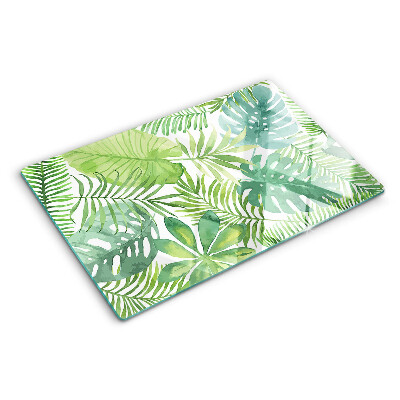 Szklana deska do krojenia z motywem roślinnym z liśćmi