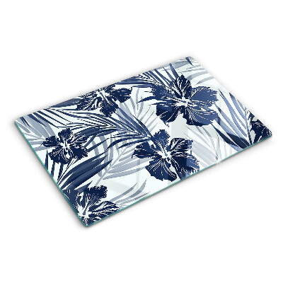 Szklana deska kuchenna z kwiatowym motywem tropikalnym