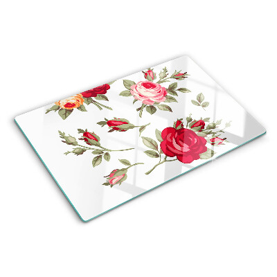 Deska kuchenna szklana z motywem róż w stylu vintage