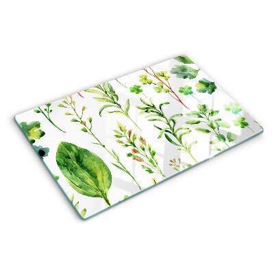 Szklana deska do krojenia z roślinnym wzorem w odcieniach zieleni