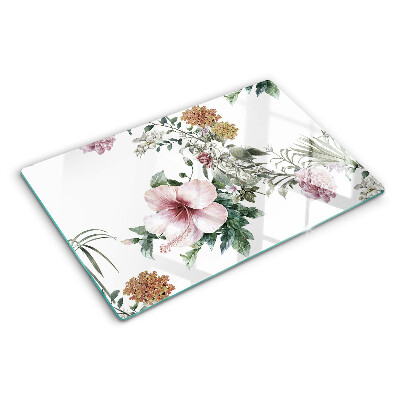 Szklana deska kuchenna z kwiatowym wzorem hibiskusa