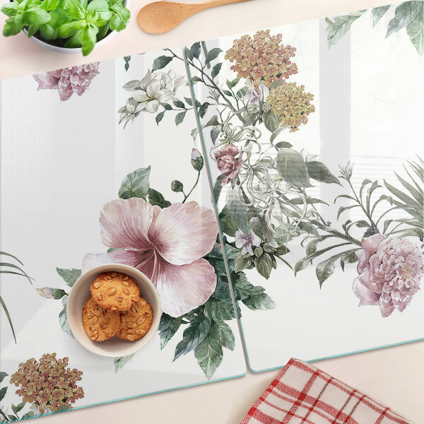Szklana deska kuchenna z kwiatowym wzorem hibiskusa