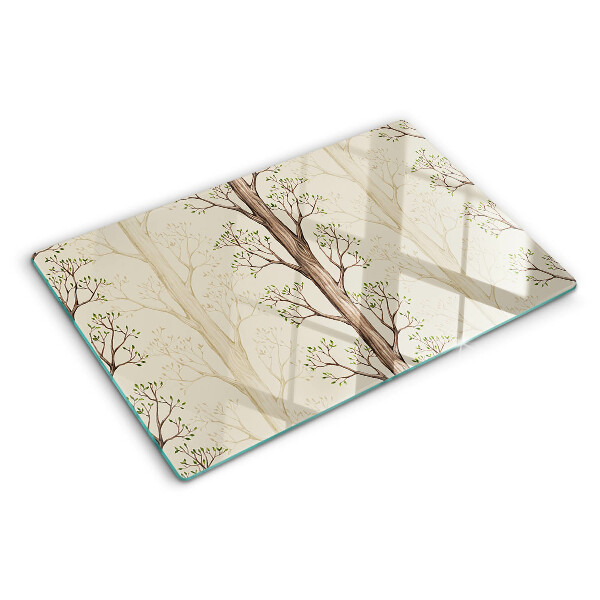 Szklana deska do krojenia z wzorem gałęzi drzew z liśćmi