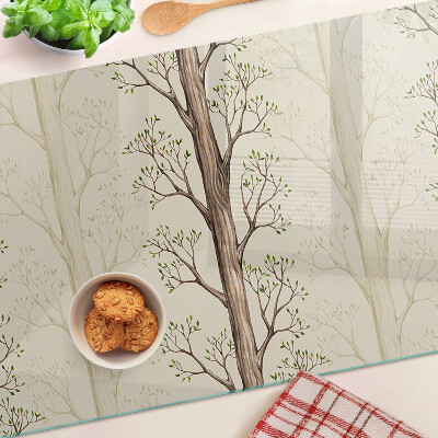 Szklana deska do krojenia z wzorem gałęzi drzew z liśćmi