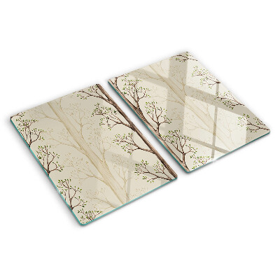 Szklana deska do krojenia z wzorem gałęzi drzew z liśćmi