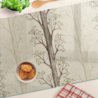 Szklana deska do krojenia z wzorem gałęzi drzew z liśćmi