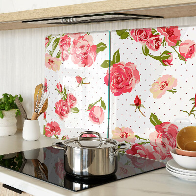 Szklana deska do krojenia z nadrukiem róż na białym tle