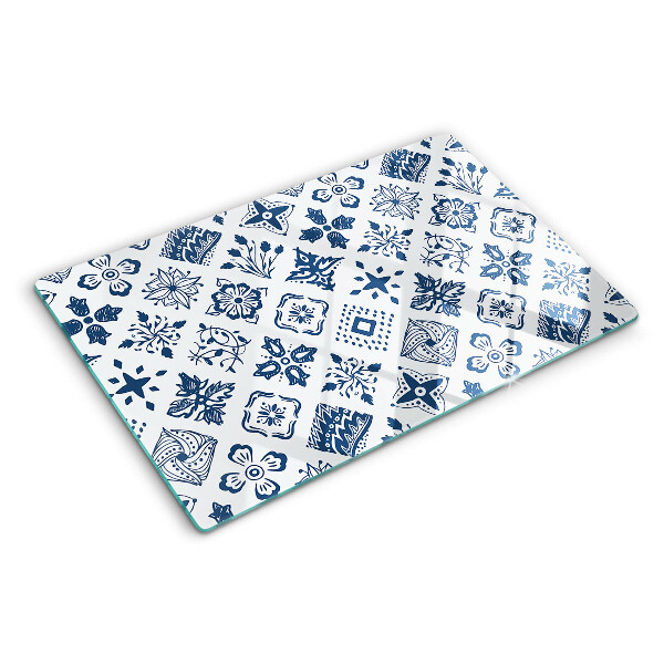 Szklana deska kuchenna z motywem kwiatowym w stylu folkowym