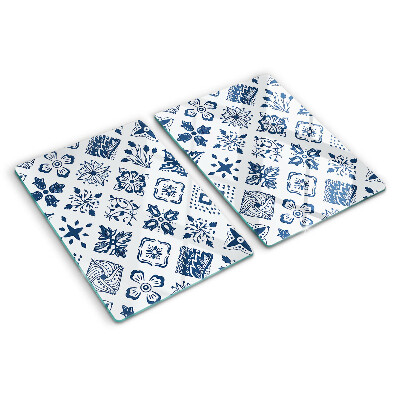 Szklana deska kuchenna z motywem kwiatowym w stylu folkowym