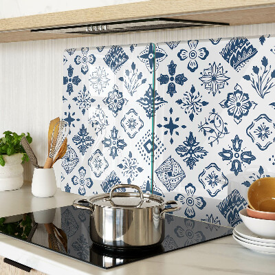 Szklana deska kuchenna z motywem kwiatowym w stylu folkowym