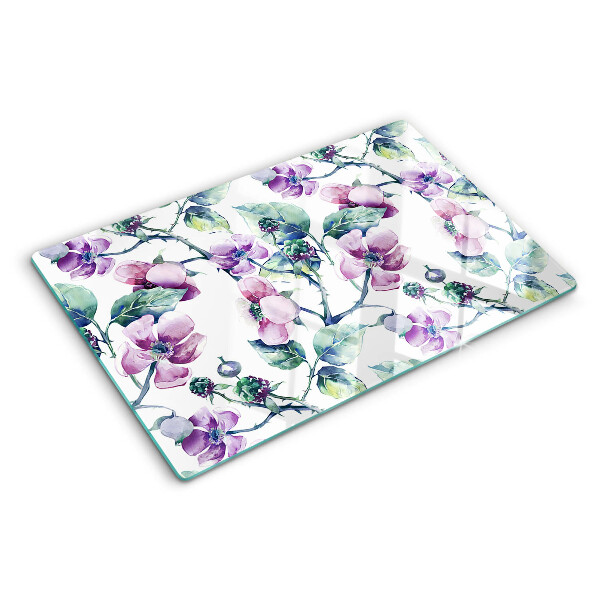 Deska kuchenna szklana z kwiatowym wzorem magnolii