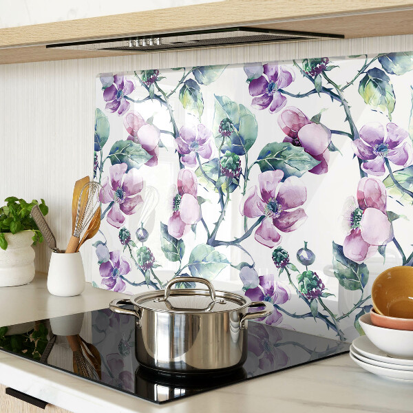 Deska kuchenna szklana z kwiatowym wzorem magnolii