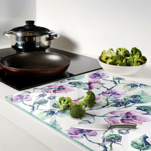 Deska kuchenna szklana z kwiatowym wzorem magnolii