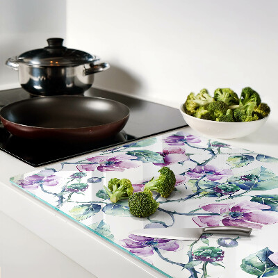 Deska kuchenna szklana z kwiatowym wzorem magnolii