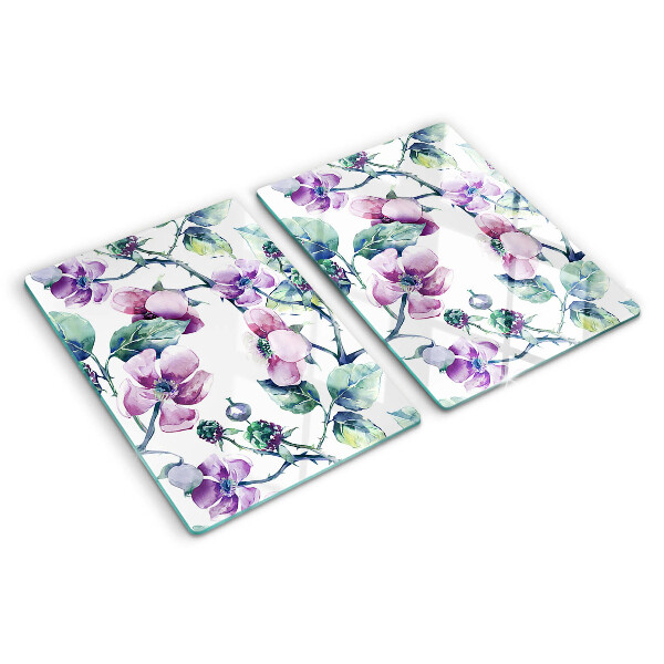Deska kuchenna szklana z kwiatowym wzorem magnolii