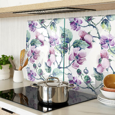 Deska kuchenna szklana z kwiatowym wzorem magnolii