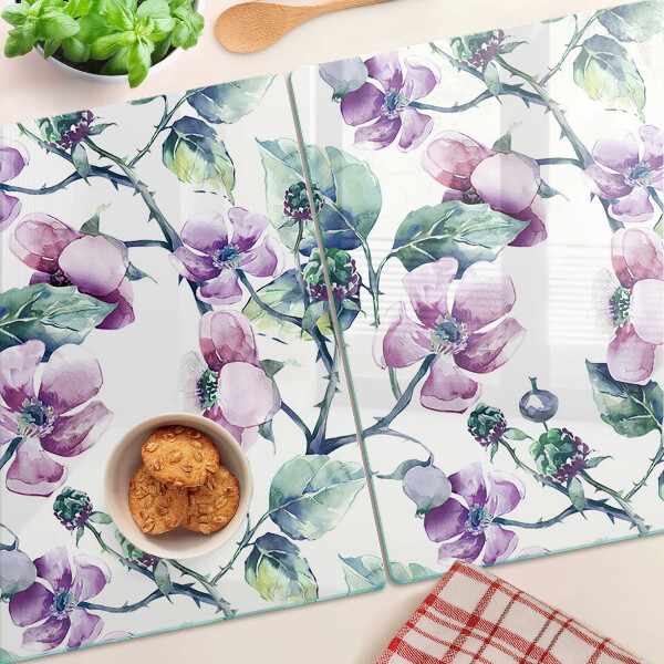 Deska kuchenna szklana z kwiatowym wzorem magnolii