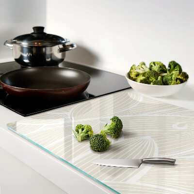 Deska kuchenna szklana z motywem liści w delikatnym wzorze