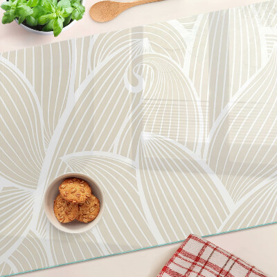 Deska kuchenna szklana z motywem liści w delikatnym wzorze