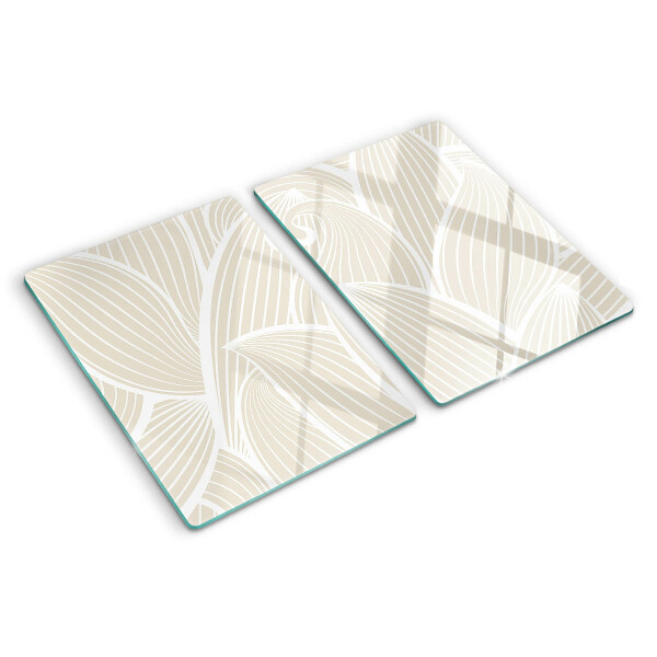 Deska kuchenna szklana z motywem liści w delikatnym wzorze