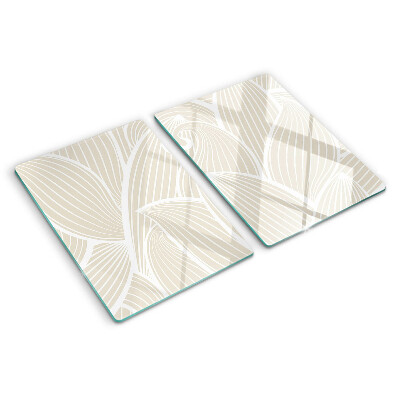 Deska kuchenna szklana z motywem liści w delikatnym wzorze