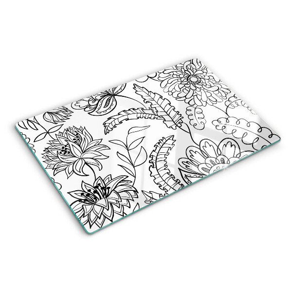 Szklana deska do krojenia Kwiatowy wzór w stylu doodle
